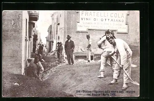 AK Ottaviano, Sgombro della cenere dopo l`eruzione del Vesuvio Aprile 1906