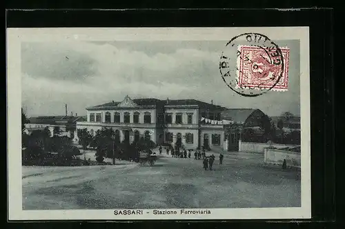 Mondschein-AK Sassari, Stazione Ferroviaria, Bahnhof