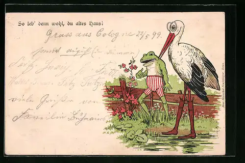 AK Frosch spricht mit dem Storch, vermenschlichte Tiere
