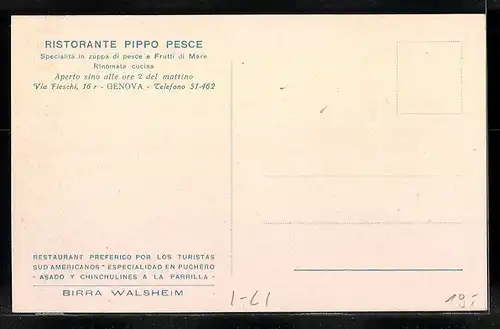 AK Genova, Ristorante Pippo Pesce, 16 r, Via Fieschi