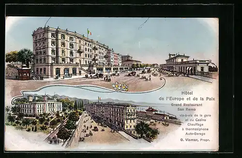 Künstler-AK San Remo, Hotel de l`Europe et de la Paix