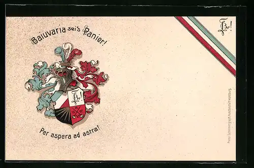 Künstler-AK Baiuvaria sei`s Panier mit Studentenwappen