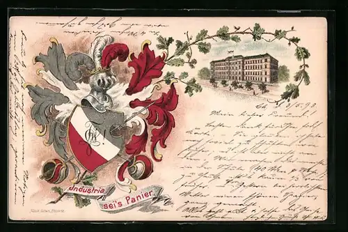 Lithographie Industria sei`s Panier mit Studentenwappen