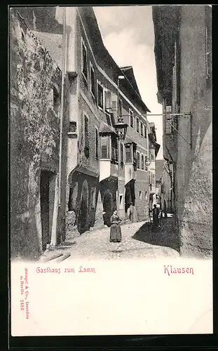 AK Klausen, Strassenpartie am Gasthaus zum Lamm