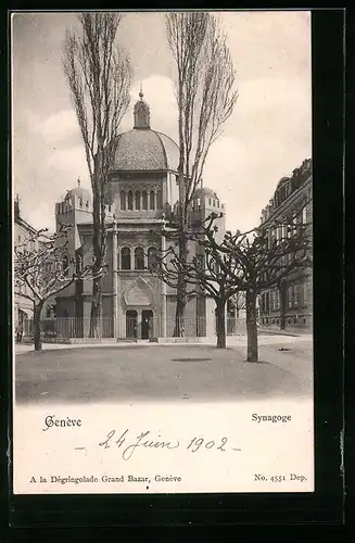 AK Genève, Ansicht der Synagoge