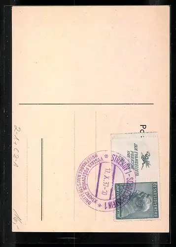 Künstler-AK Schreckenstein, Erste Briefmarken Werbeschau 1937, Ausstellung