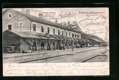 AK Kál-Kapolná, Vasuti allomas, Bahnhof