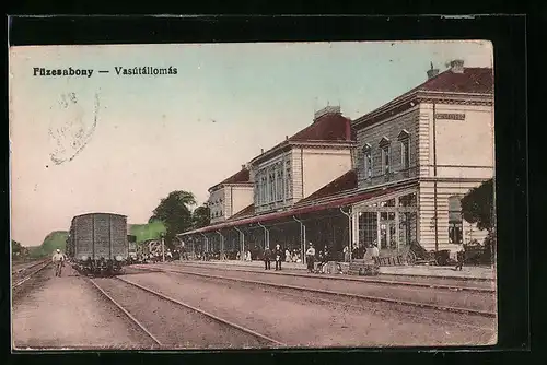 AK Füzesabony, Vasutallomas, Bahnhof