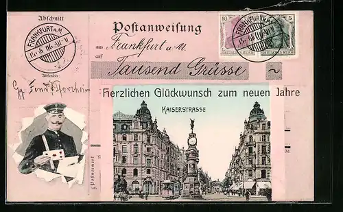AK Frankfurt a. M., Kaiserstrasse mit Briefmarken