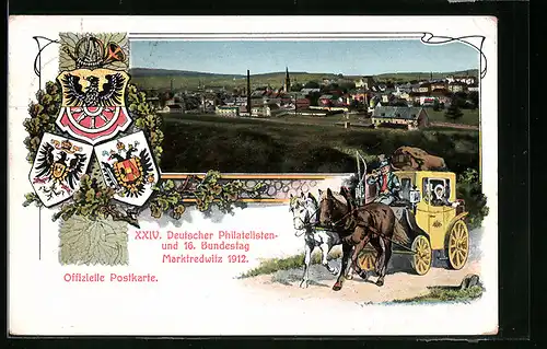 Lithographie Ganzsache Bayern PP27C39 /03: Marktredwitz, XXIV. Deutscher Philatelisten und 16. Bundestag 1912