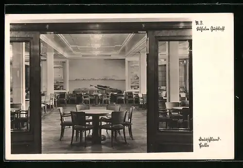 AK KdF-Passagierschiff Wilhelm Gustloff, Innenansicht der Deutschland-Halle