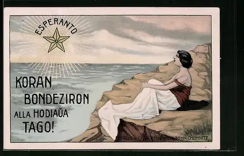 Künstler-AK Chemnitz, Esperanto, Koran Bondeziron alla Hodiaua Tago!