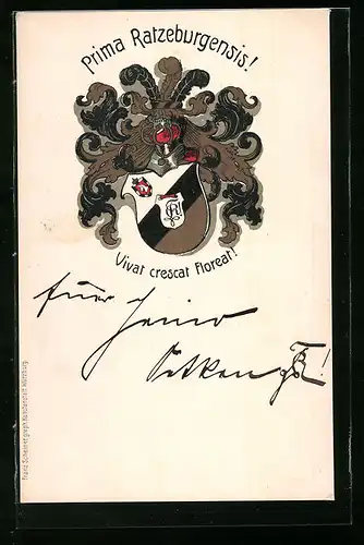 Künstler-AK Ratzeburg, Studentenwappen der Prima Ratzeburgensis