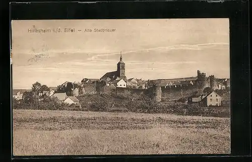 AK Hillesheim /Eifel, Alte Stadtmauer und Kirche