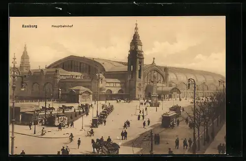 AK Hamburg-St.Georg, Hauptbahnhof im Sonnenschein