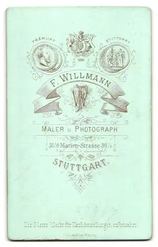 Fotografie F. Willmann, Stuttgart, Marienstr. 36, Portrait dunkelhaarige Schönheit in bestickter Bluse