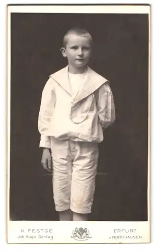 Fotografie K. Festge, Erfurt, Am Anger 51, Junge im Matrosenanzug