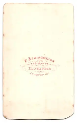 Fotografie F. Springmeier, Elberfeld, Älterer Herr im Anzug mit Fliege in Profilansicht