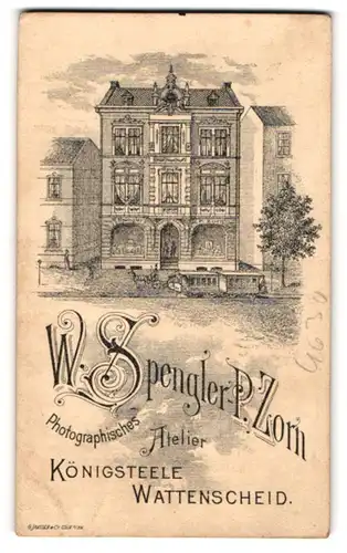 Fotografie W. Spengler-P. Zorn, Königsteele, Ansicht Königsteele, Fasade des Ateliers mit Strassenbahn