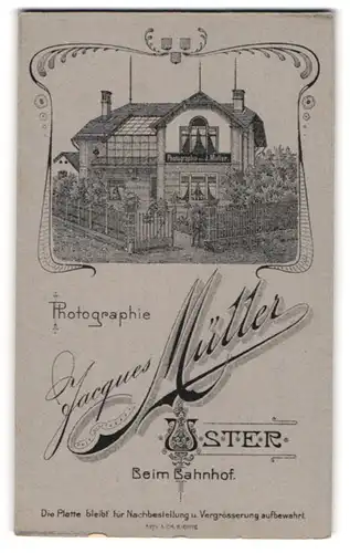 Fotografie Jaques Müller, Uster, beim Bahnhof, Ansicht Uster, Blick auf das das Ateliersgebäude mit Garten