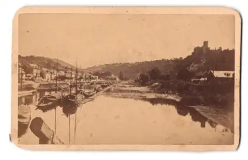 Fotografie unbekannter Fotograf, Ansicht Niederlahnstein, Hafen an der Mündung der Lahn