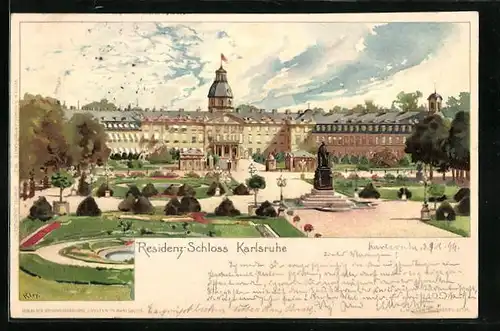 Künstler-AK Heinrich Kley: Karlsruhe, Grünanlagen am Residenzschloss