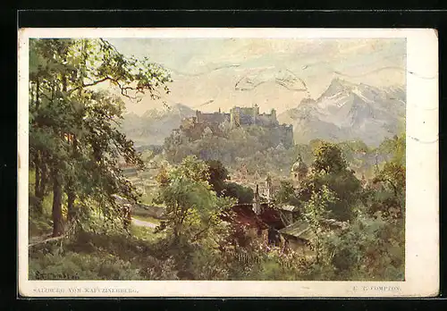 Künstler-AK Edward Theodore Compton: Salzburg, Ansicht vom Kapuzinerberg