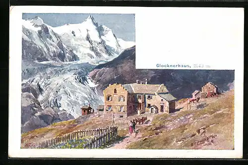 Künstler-AK Edward Theodore Compton: Glocknerhaus mit Bergpanorama