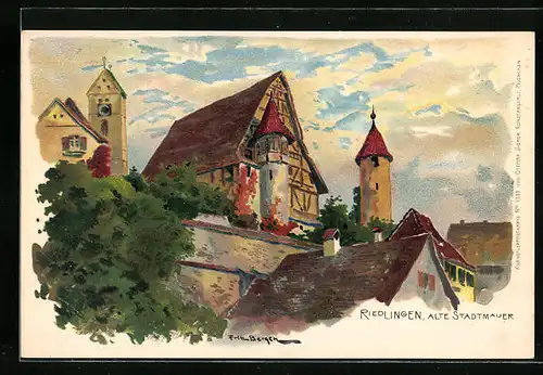 Künstler-AK Fritz Bergen: Riedlingen, Alte Stadtmauer