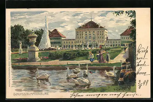 Künstler-AK Fritz Bergen: München, Schloss Nymphenburg