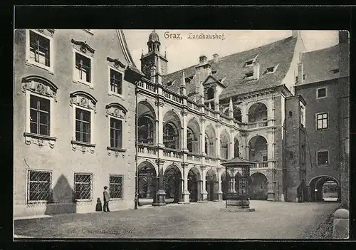 AK Graz, Landhaushof mit einzelnem Passanten