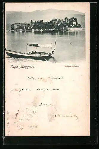 AK Isola Bella /Lago Maggiore, Blick vom Seeufer auf die Insel