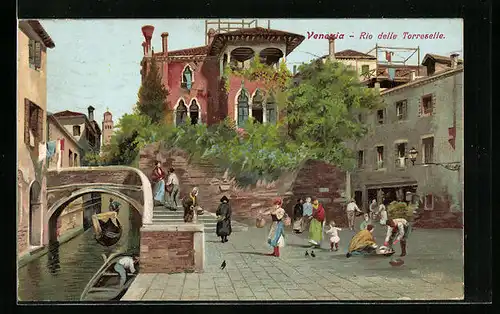 Künstler-AK Venezia, Rio delle Torreselle