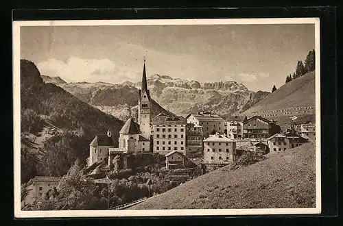 AK Pieve di Livinallongo, Panorama gegen Sellagruppe