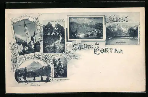 AK Cortina, Hotel tre Croci, Monte Christallo, Misurina-See