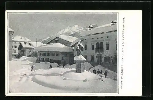 AK Pieve di Cadore, Nevicata 1904, Panorama