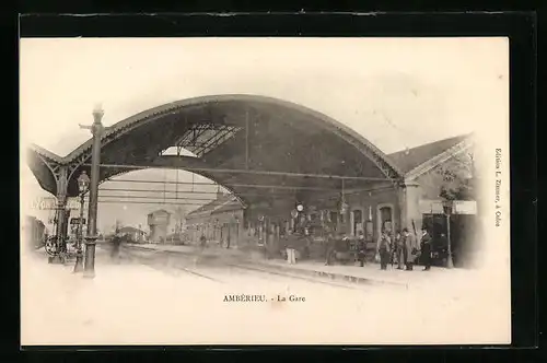 AK Ambérieu, La Gare, Bahnhof