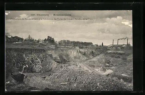 AK Roumazières, L`Extraction des Terres servant à la Fabrication des Tuilles des Usines Polakowski et Cie, Steinbruch