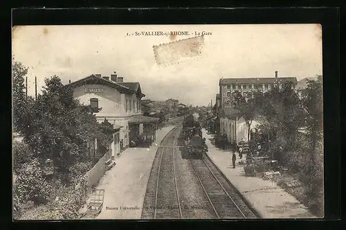AK Saint-Vallier, La Gare, Bahnhof