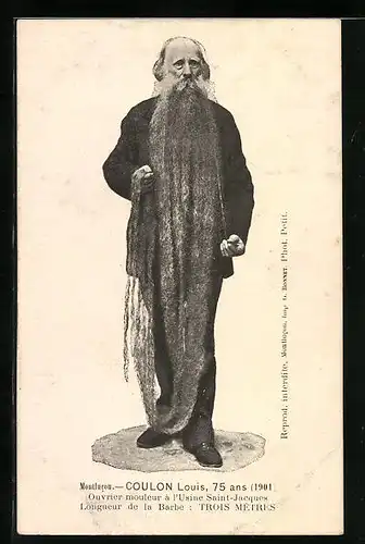 AK Montlucon, Louis Coulon, Ouvrieur Mouleur aux Usines SAint-Jacques, Longeur de la Barbe 3m