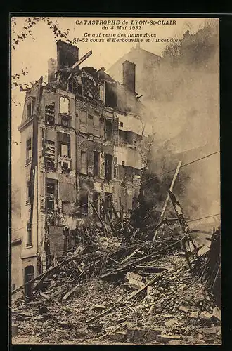AK Lyon-St-Clair, Incendie du 8 Mai 1932, Reste des immeubles 51-52 cours d`Herbouville