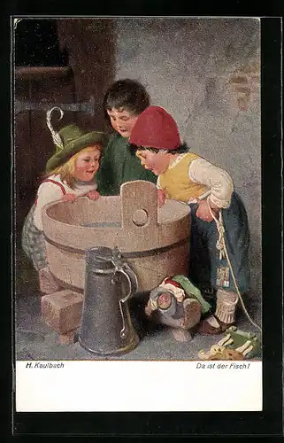Künstler-AK Hermann Kaulbach: Da ist der Fisch!