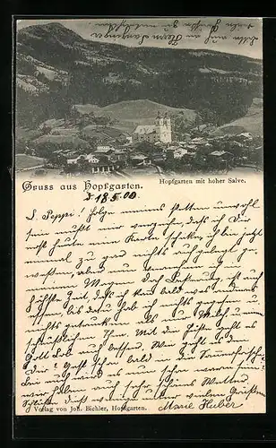 AK Hopfgarten, Ortsansicht mit hoher Salve