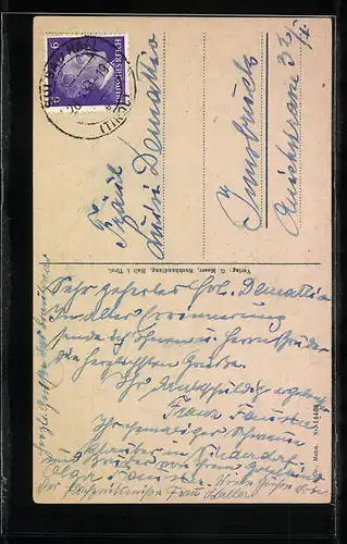 AK Hall i. T., Münzturm während der Kirschblüte