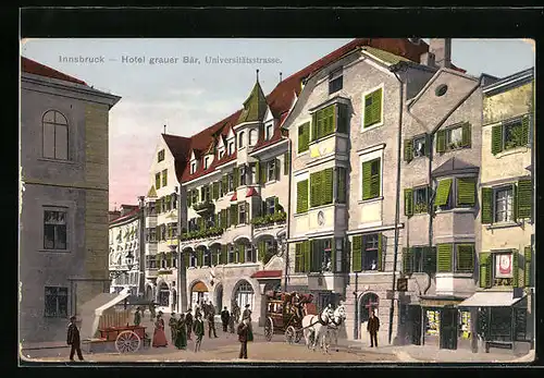 AK Innsbruck, Hotel grauer Bär in der Universitätsstrasse