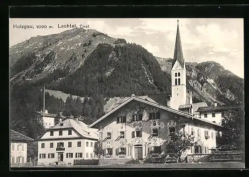 AK Holzgau, Ortsansicht mit Kirche