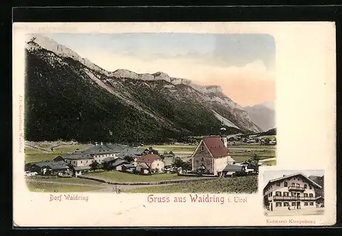 AK Waidring, Ortsansicht mit Krämerei Kienpoitner