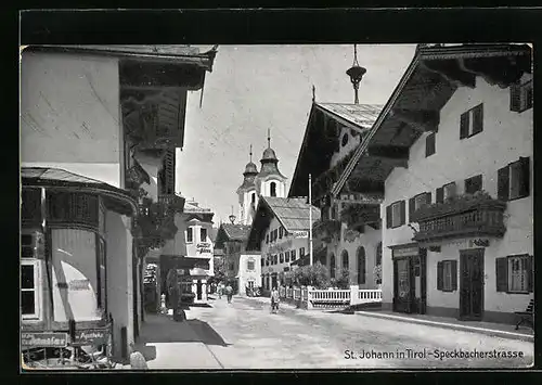 AK St. Johann, Speckbacherstrasse mit Gasthof zum Bären