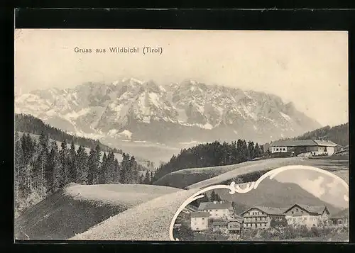 AK Wildbichl, Ortsansicht mit Gasthaus