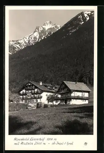 AK Imst, Alpenhotel Linserhof mit Plattein